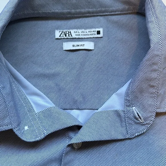 Zara Blue And White Stripe Dress Shirt Classic Professional Style - Picture 2 of 10